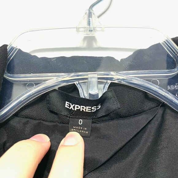 Express Black Button Up Dress Work Career Fitted Blazer Long Sleeves size 0 - Picture 3 of 7